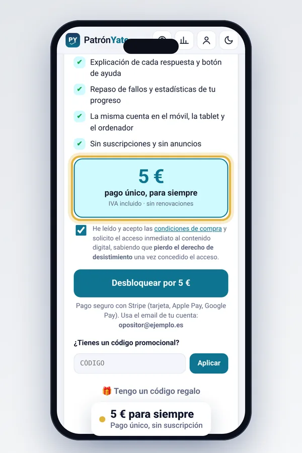 Pantalla de desbloqueo por 5 euros